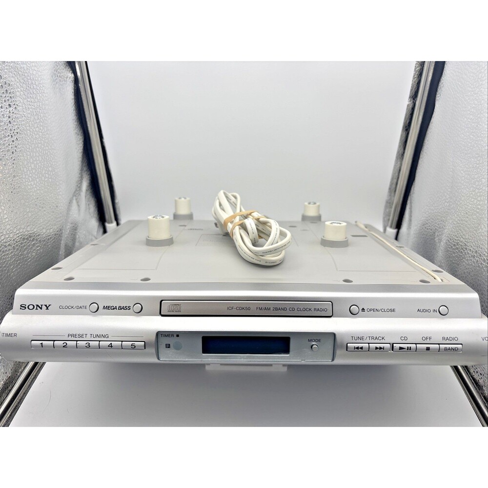 SONY ICF-CDK50 Under Cabinet Kitchen CD AM FM Radio Clock Tested Works No Remote